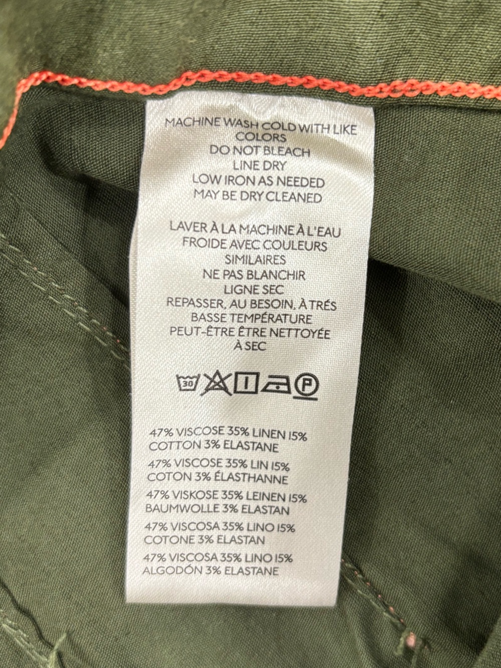 Anthropologie Maeve The Colette Crop Wide-Leg Pants Contrast Stitch Olive 32 - Picture 10 of 11